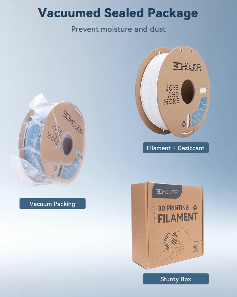 3DHoJor PLA Filament 1.75mm 3D Printer Filament,1kg Cardboard Spool (2.2lbs) Fit Most FDM 3D Printer,Dimensional Accuracy +/- 0.03 mm,Vacuum Packaging-Cold White - Image 5